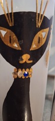 Vintage Libbey Maida Armour Parisian Black Siamese Cats Frosted High Ball Glass