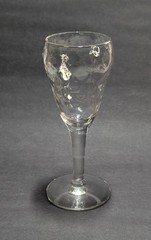 Vintage Fish Scale Scalloped Acorn Texture Clear Cordial Glass 3 11/16″ Tall