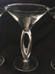 Libbey Omega Optic Stem Martini Margarita Glasses Open Loop 6 oz Set of 3