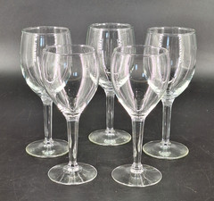 Wine Drinking Glasses Clear Stemmed 5pc Set 3/6.75″ Tall & 2/6.25″ Tall
