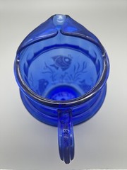 Rare Hazel Atlas Cobalt Blue Pitcher 86 oz White Angel Fish Vintage 1930’s VGC!