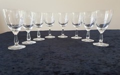 8 SIGNED FOSTORIA SPRAY 6 1/8″ WATER GOBLETS CRYSTAL CUT 841 STEM GLASS 6055 1/2