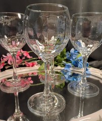 4 Optic Rib Clear Crystal Round Wine Glasses Goblets Hocks Set