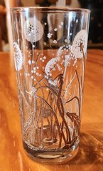 1940s Gregory Duncan WV Glass Co MCM Dandelion Highball Glass 22K Gold