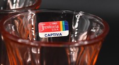 NEW Set of 4 VTG Fostoria Captiva Wine Juice Glasses Peach Frosted Shell 6 oz.
