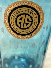 Handblown Turquoise With White Dots Drinking Glass Aaron Sanchez New With Label