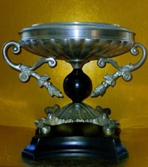 Candleholder Stand Centerpiece Pedestal Base Ornate Silver Metal Black Accent