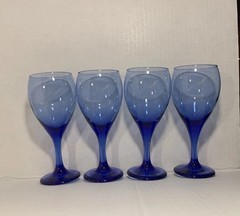 Sale Vintage Libbey Cobalt Blue Wine/Water Glasses Set Of 4 Teardrop