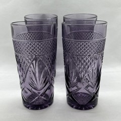 VTG Set of 4PC Cristal D Arques Durand Antique Amethyst Purple Tumblers Glasses