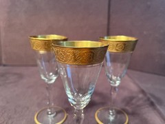 3 Vintage Tiffin Gold Encrusted Franciscan Minton Claret Wines