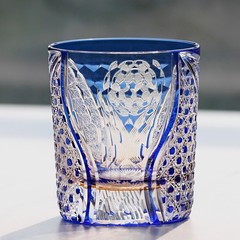 2026 World Cup Trophy Themed Blue Crystal Glass Hand-cut Whiskey Tumbler 9oz