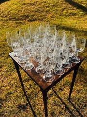 Bohemia Clear Crystal Glasses In the «Cascade» pattern 6-1/2”. Nine Available
