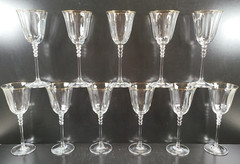 11 Mikasa Sonata Gold Wine Glasses Set Elegant Clear Optic Bowl Stemware Bar Lot