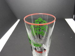 Libbey Currier & Ives Pilsner Clear Red Trim Farm Scene 1800’s 8 1/2″ T