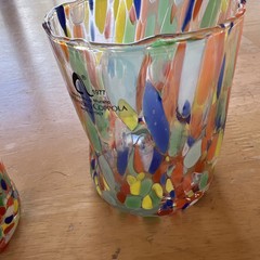 Arte di Murano Alessandro Coppola 2 Indented 10 Oz Glasses Italy Mouth Blown