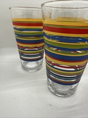 Vintage MCM Libbey Mambo Striped Fiesta 16oz Drinking Glasses – Set of 4