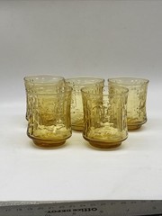 Libbey Glass ARTICA Gold Amber On-the-Rocks Tumbler 9 oz 3¼” texture Lot 5