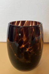 Italian Blown Glass Tumbler Amber Tortoise Shell 3.75 Inches