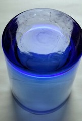 2 Unmarked (Libbey?) Cobalt Blue Flared Old-Fashioned Rocks Glasses 12oz. Heavy