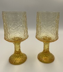 Set of 2 LENOX Hand Blown Crystal Impromptu Gold Single Water Goblets 7″