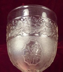 Goblet Oak Leaf Band with Medallion EAPG Flint Clear Glass 1870s Antique #63