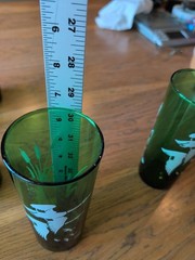 Anchor Hocking 1950 Emerald Green White Flying Geese Cat tail 16 Oz Glasses EUC