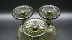3 Ivima Diamond Point Vista Alegre Green Olive Wine Water Glass 6.5″ 8 oz. MCM