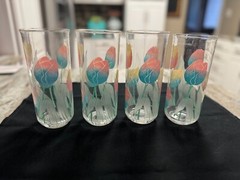 Vintage Culver Encounters Tulips Drinking Glasses Highball Lot of 4