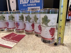 Libby PartyTime Glasses Set 8 12 1/2 oz. Etched Ruby Flashed Original Box