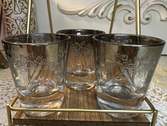 Vintage Set Of 3 Vintage Libbey Vitreon Queens Lusterware Shot Glasses