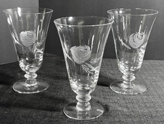 Fostoria Rose-Crystal Goblets-Deep Cut Grey Rose-6 Iced Tea, 6 Water, 6 Sherbet