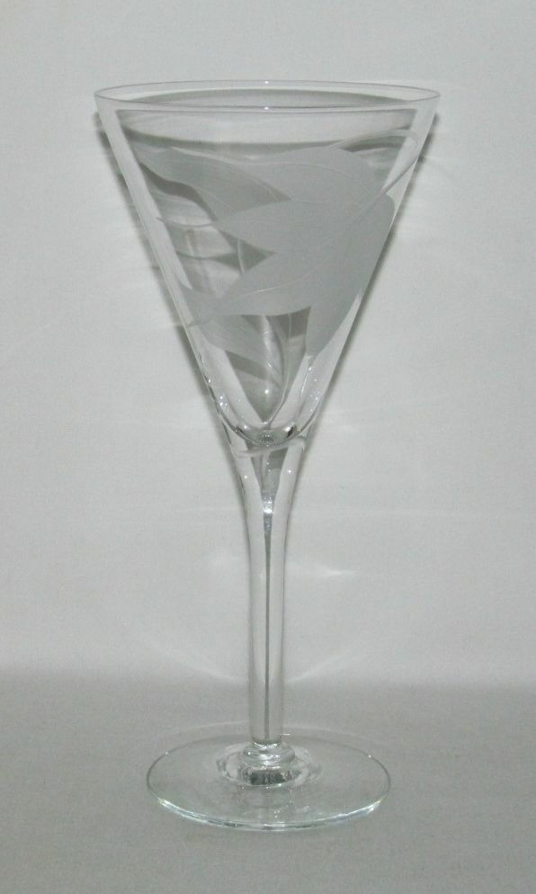 Depression Era Glass FLORAL ETCHED Tall Flared Water Goblet