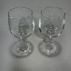 Bohemia Crystal Wine Glasses Claudia 5 3/4″ 6oz Diamond Cut Ball Stem Set of 2