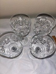 4 Mikasa Versailles Crystal Wine Goblet Cut Leaf Design Glass Stemware