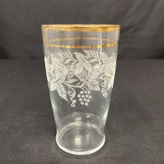 Set of 5 Vintage Bartlett Collins Gold Rim Tumblers W/ Frosted Grape Design