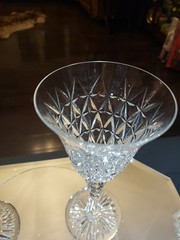 Water Goblets & Wine Glass , cut Crystal SIGNED Saint St Louis cross-cut diamond