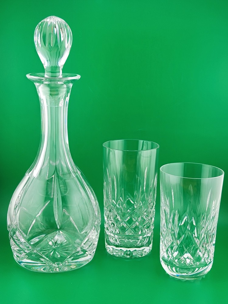 Atlantis Decanter W Waterford Crystal Lismore 12oz & 10oz Hiball Tumbler Glass