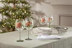 Glassware, Butterfly Meadow Balloon Wine Glasses, Set of 4, 26-Ounce Capacity, M