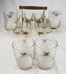 Vintage MCM Culver 22 kt Gold Glasses Tumbler Caddy Carrier Mid Century Modern