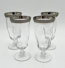 Set of 4 Tiffin-Franciscan Minton Clear Platinum Rim Iced Tea Glasses MCM Bar