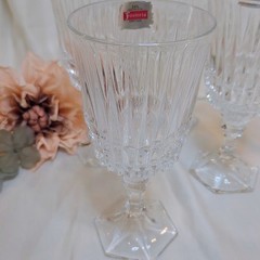 Fostoria Set of 4 HERITAGE 8 oz Clear Cut Crystal Water Goblets Stem Glasses NWT