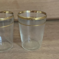 4 Federal Glass Shot Glasses Gold Bands Mid Century Modern MCM