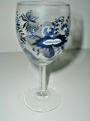 2 BLUE DANUBE 10 oz Nordic Heritage Vienna Onion 7-3/8″ Glass Goblets France