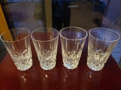 Set (4) Juice Tumblers 3-3/4″ Glasses Irish Signed Galway Crystal «Clifden Cut»
