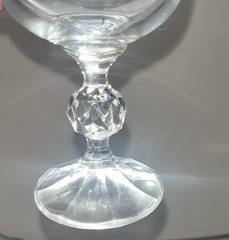 Bohemian Crystal Claudia 6.5” Wine Glasses Faceted Prism Ball Stem Set of 3