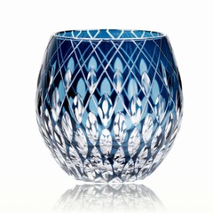11.6oz Ink Blue Whisky Glass Hand Carved Patterns Special Round Shape Drinkware