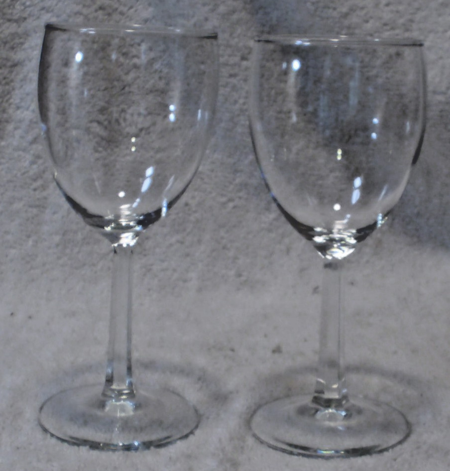 Two Glass Goblets with a six-sided stem.