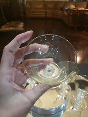 (5) wine glasses Antique Glass Crystal Murano? clear frosted square stem leaves