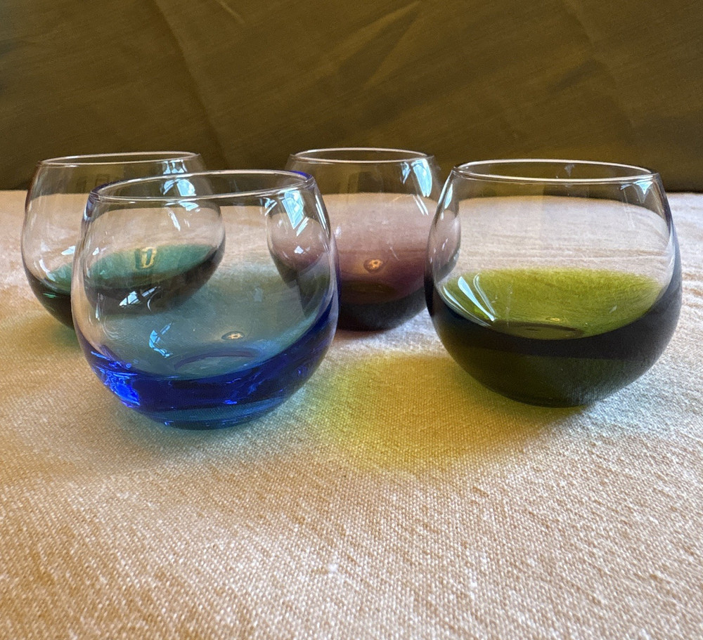 Set of 4 DANSK Glasscapes Cordial Glasses in Various Colors 4oz each