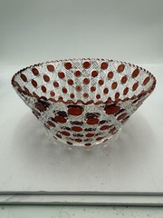 EAPG BRYCE BROS. Daisy and Button Pattern Ruby Stained 8″ Bowl E189